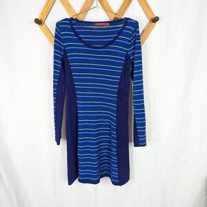 Krimson Klover 100% Wool Long Sleeve Striped Blue Sweater Dress